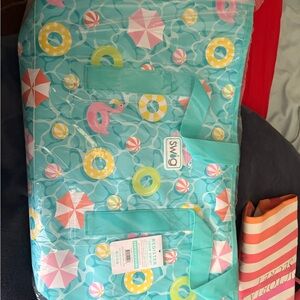 SWIG Aqua Pool-Print Tote Bag with Float Pattern